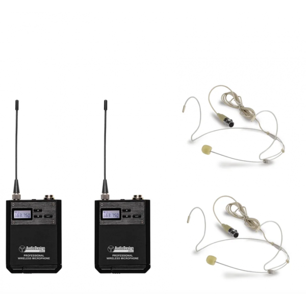 Doppio Archetto AUDIODESIGN PMU D2 BP SYS DUAL WIRELESS 2xBODYPACK/HEADSET - TRUE DIVERSITY